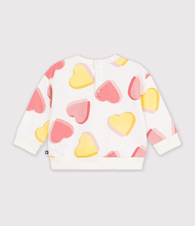Felpa in cotone con stampa a cuori neonato bianco/multicolore