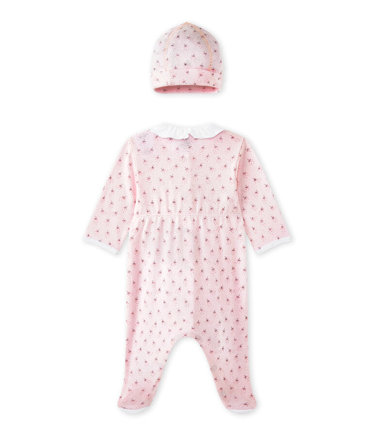 Tutina per beb&eacute; femmina e cappellino nascita rosa/multicolore