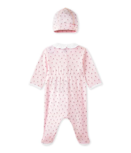 Tutina per bebé femmina e cappellino nascita rosa VIENNE/bianco MULTICO