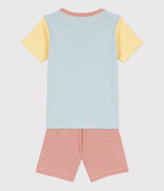 Pigiama corto bambino unisex in cotone millerighe tricolore MIMI/ MULTICO