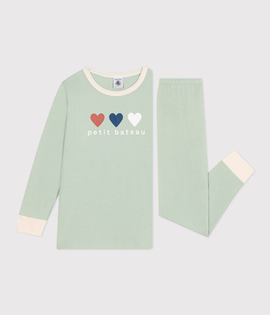 Pigiama a tinta unita in cotone bambino verde HERBIER