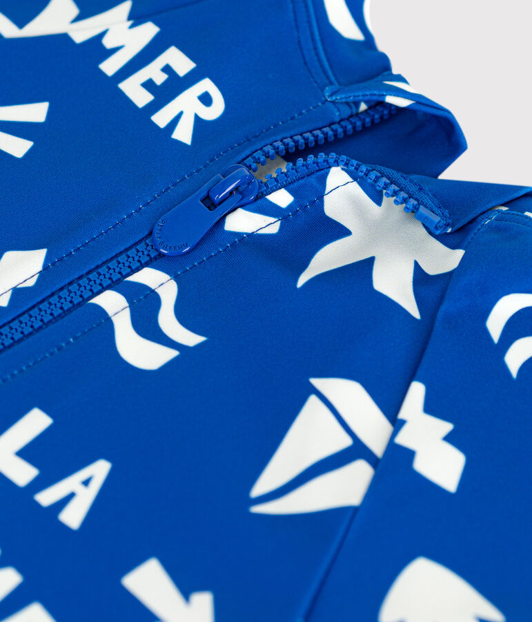 T-shirt anti UV con stampa spiaggia neonato blu PORCELANA/ MARSHMALLOW