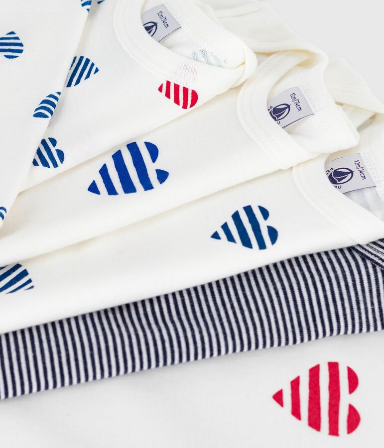 Set di body a maniche lunghe in cotone con stampa a cuori neonato multicolore
