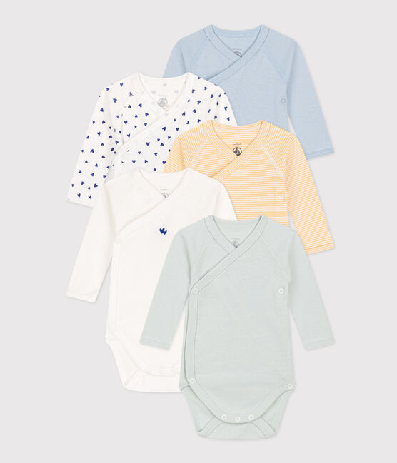 CONFEZIONE DA 5 BODY A MANICHE LUNGHE IN COTONE PER NEONATI variante 1