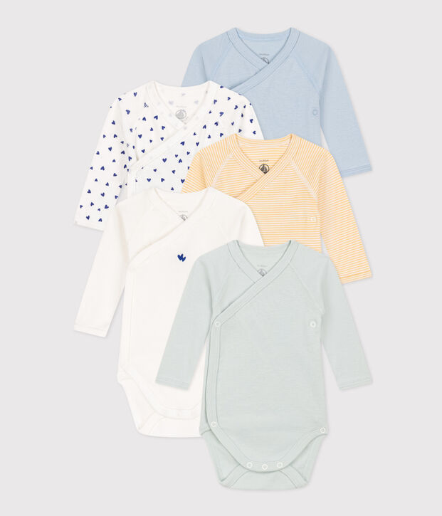 CONFEZIONE DA 5 BODY A MANICHE LUNGHE IN COTONE PER NEONATI multicolore