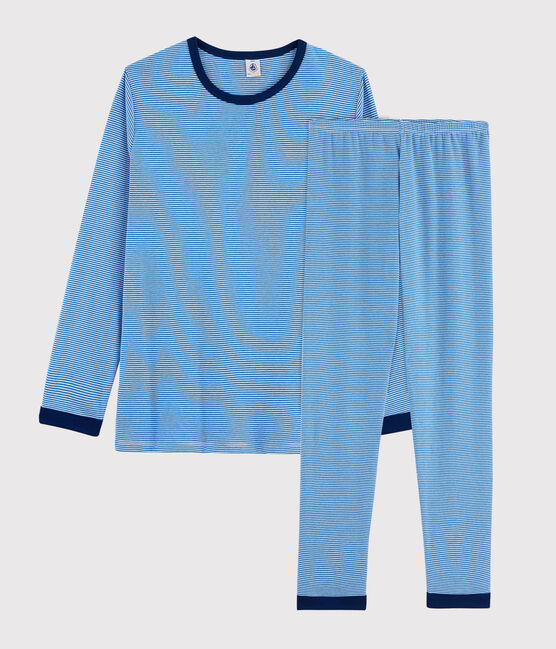 Pigiama millerighe unisex a costine blu RUISSEAU/bianco MARSHMALLOW