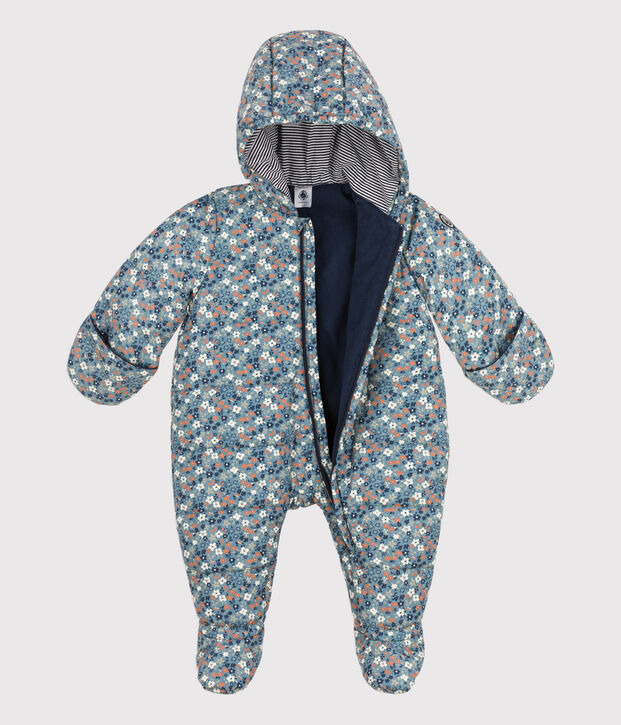 Tutina imbottita in materiale riciclato con motivo stampato blu/multicolore
