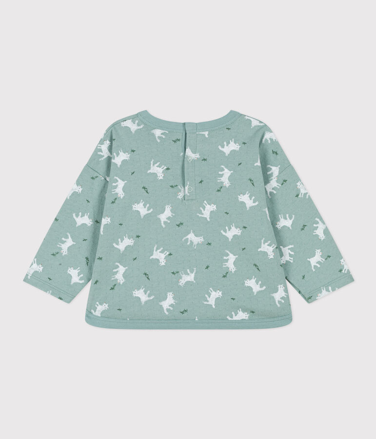 T-shirt a maniche lunghe in tubique per beb&egrave; verde/multicolore