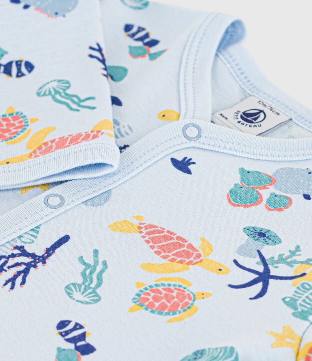 Pigiama in cotone con stampa fosforescente neonato blu/multicolore