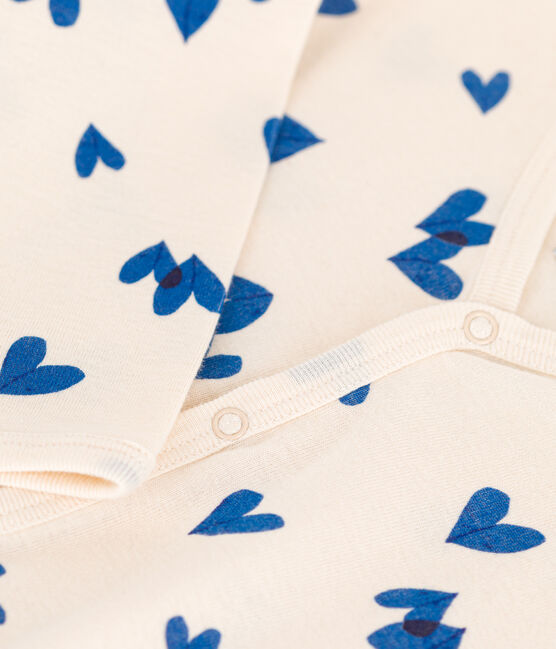 Pigiama bebè cuore blu in cotone bianco AVALANCHE/ MULTICO
