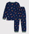 Pigiama bambina/bambino in tessuto felpato motivo funghetto blu MEDIEVAL/bianco MULTICO