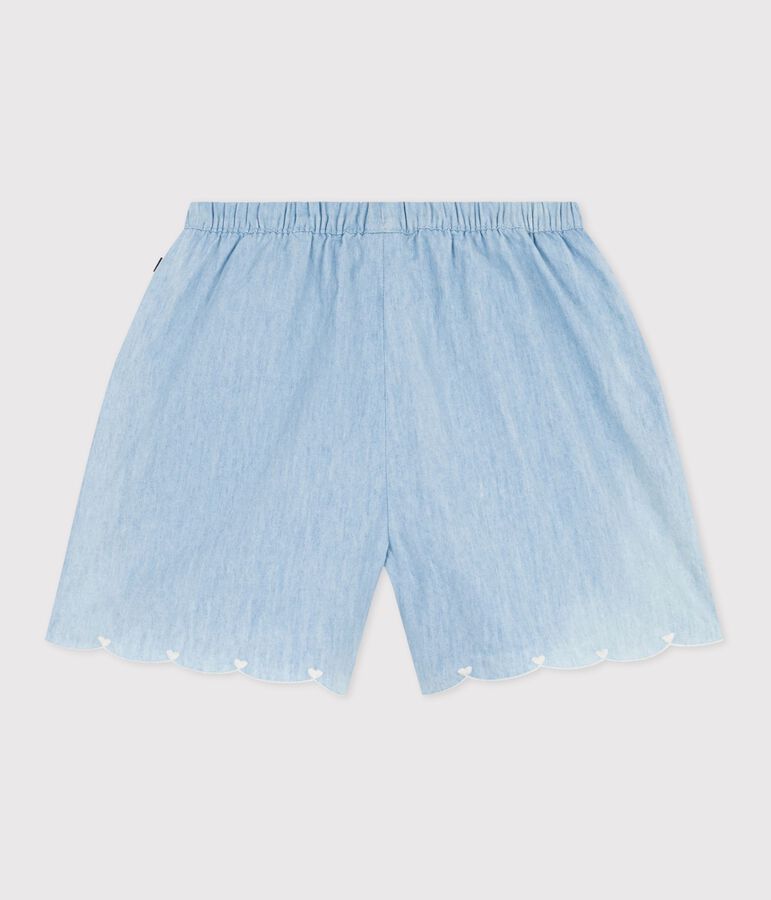 Shorts in cotone tinta unita bambina blu BLEU CLAIR