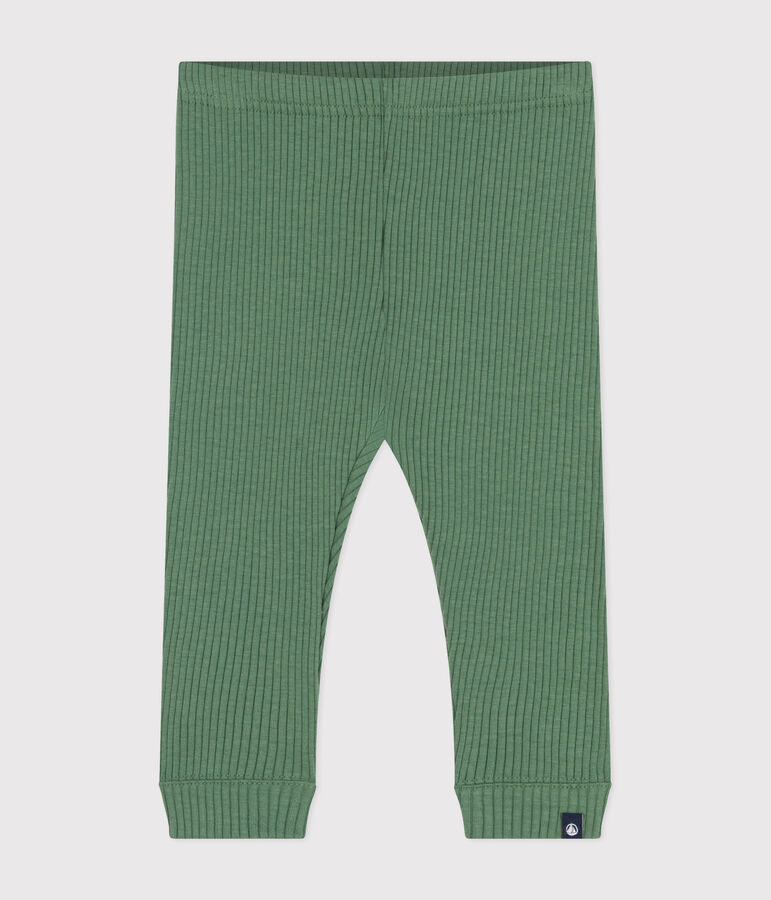Leggins beb&egrave; in cotone verde PALMERAIE