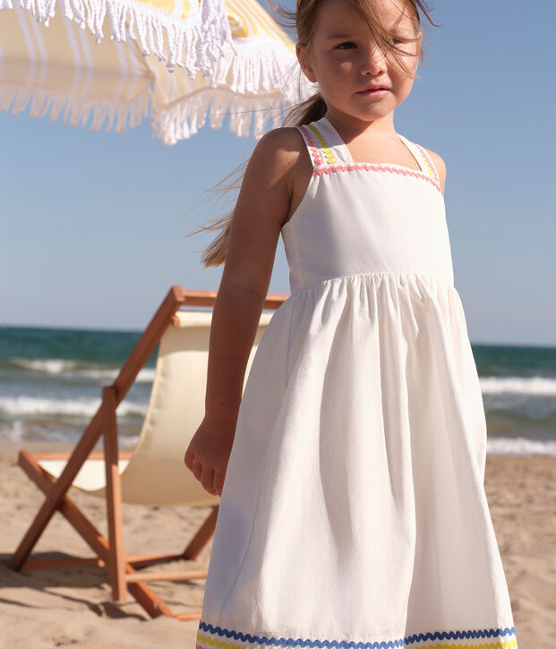 Abito lungo con spalline in cotone bambina bianco