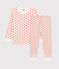 Pigiama bambina/bambino fantasia grafica in cotone biologico bianco MARSHMALLOW/ SPICY