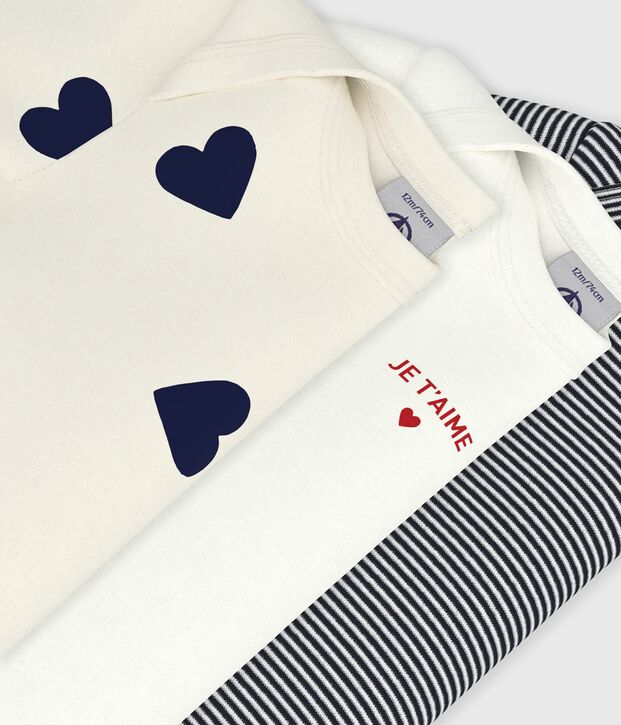 Set di body a maniche corte in cotone con cuore stampato neonato multicolore
