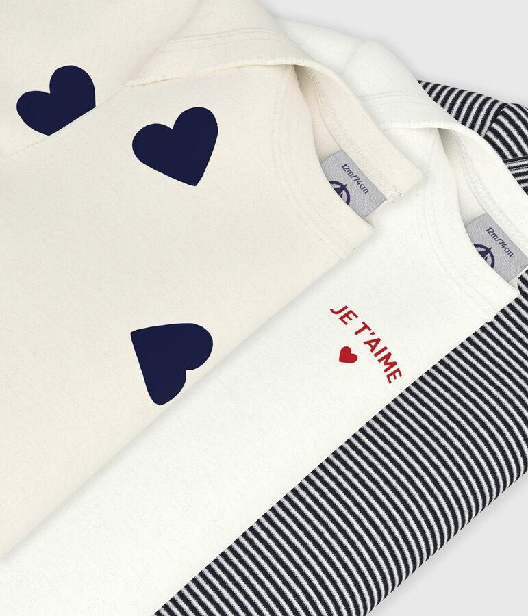 Set di body a maniche corte in cotone con cuore stampato neonato multicolore