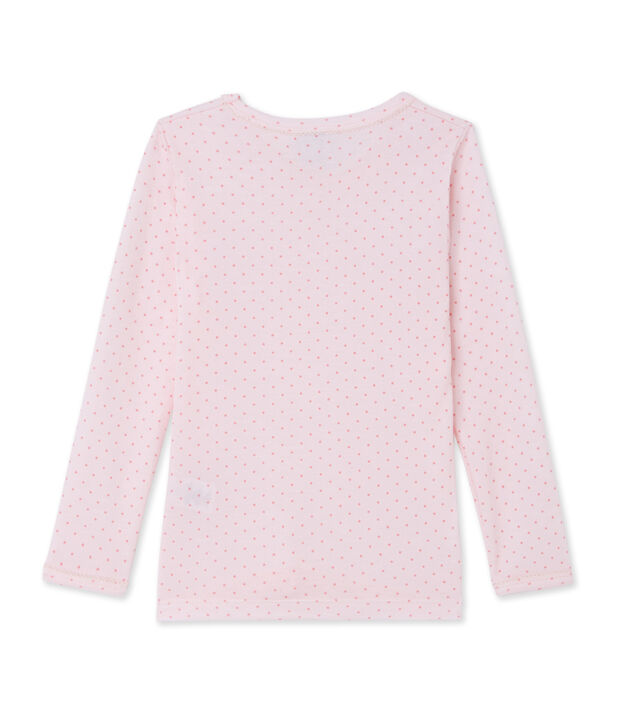 T-shirt bambina in lana e cotone rosa/rosa
