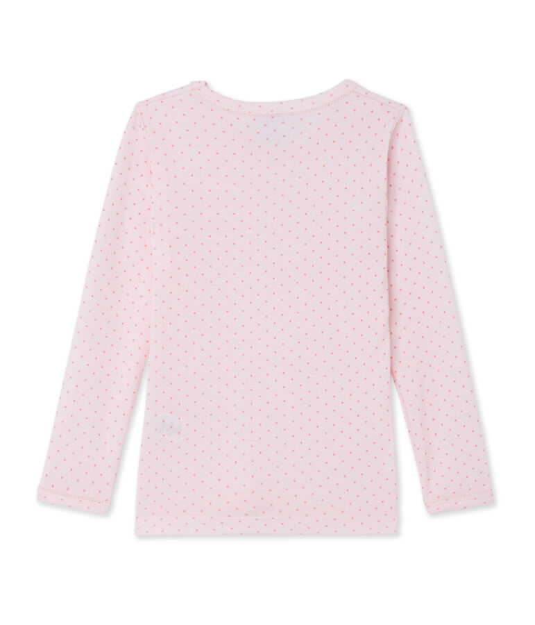T-shirt bambina in lana e cotone rosa/rosa
