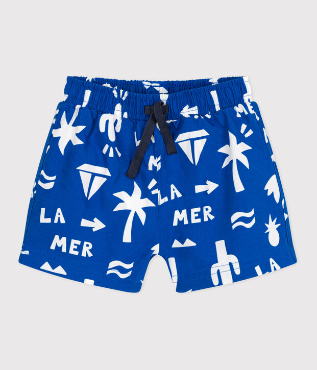 Shorts da bagno con stampa spiaggia neonato blu/bianco