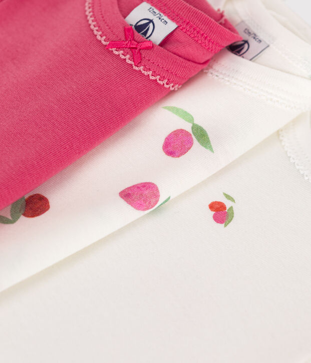 Set da 3 body a maniche corte in cotone a fiori neonato multicolore