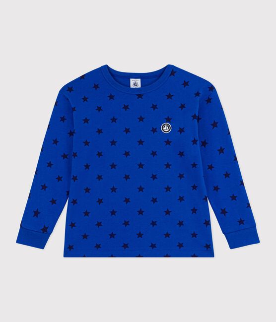 T-shirt a maniche lunghe in cotone con stampa bambina blu OLYMPIC+SOIR