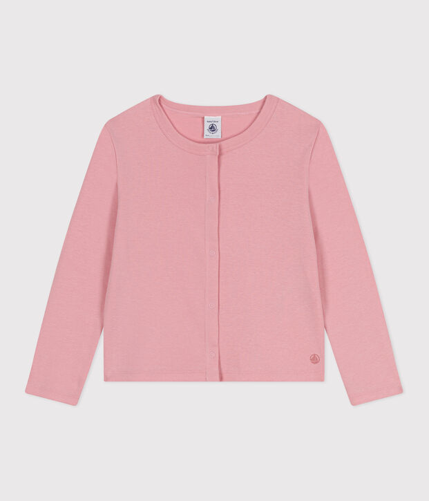 Cardigan in cotone tinta unita bambino rosa