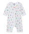 Tutina senza piedi bebè bambina stampata bianco ECUME/bianco MULTICO