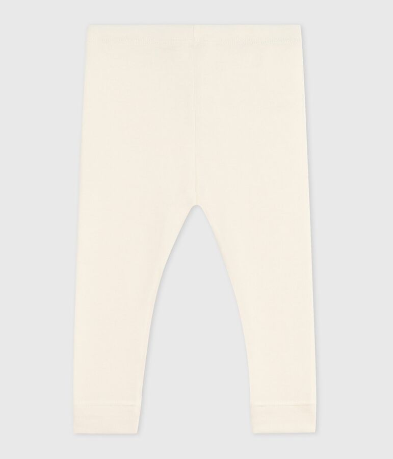 Leggings in cotone tinta unita neonato ecru