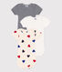 Confezione da 3 body manica corta con cuori in cotone