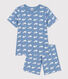 Pigiama short in cotone fantasia balena bambino