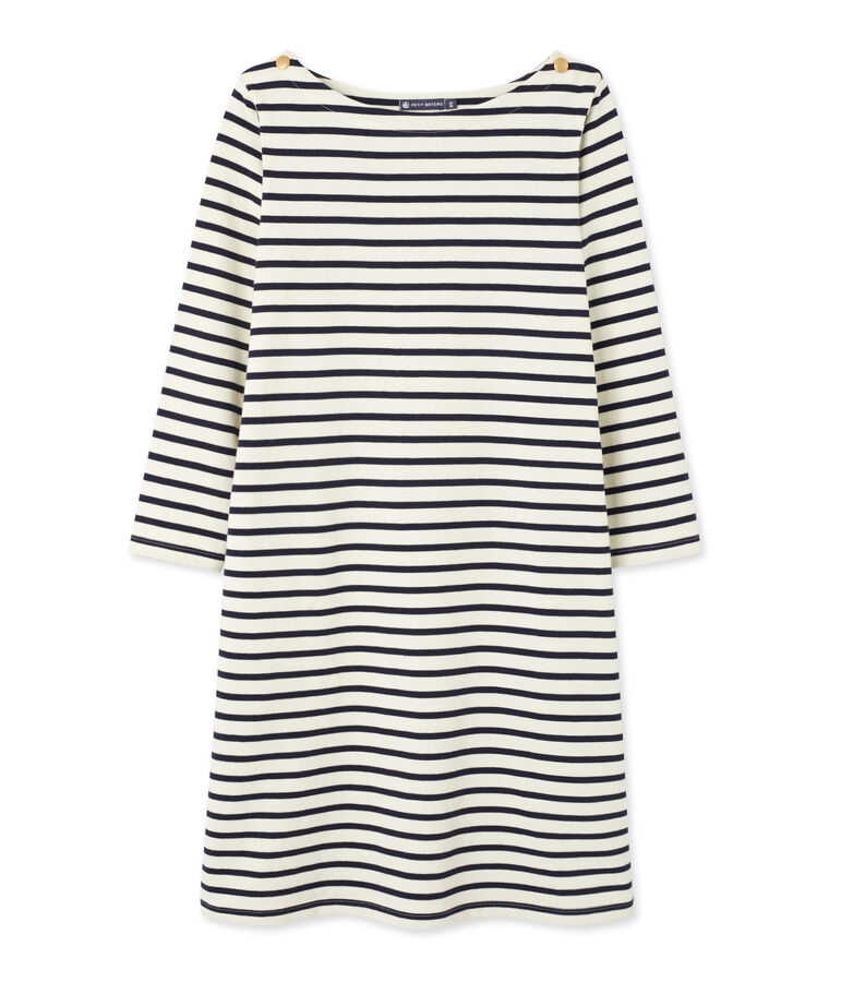 Robe marini&egrave;re femme en jersey lourd bianco/blu
