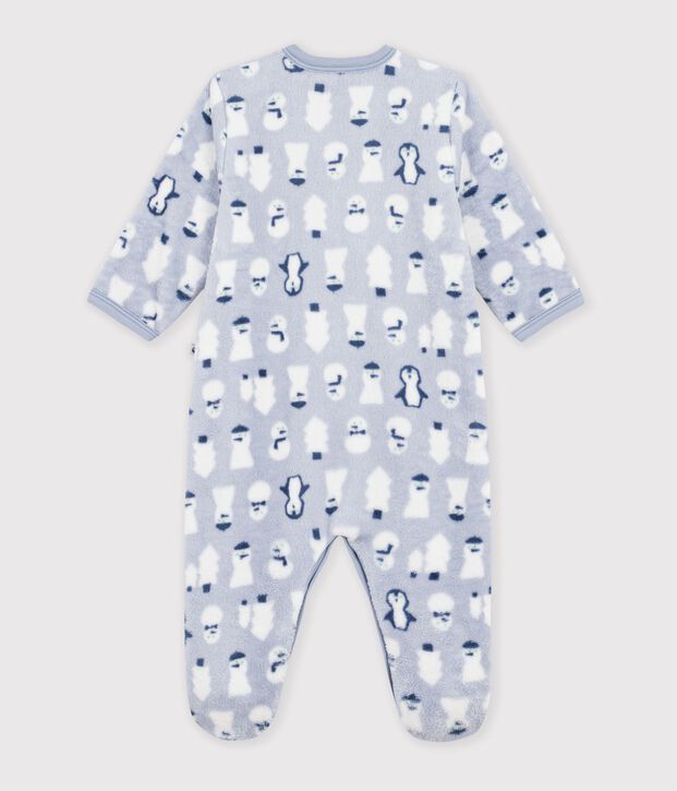 Tutina imbottita in pile con pupazzo di neve stampato neonato blu/multicolore