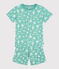 Pigiama corto in cotone con stampa bambino verde ALOEVERA/bianco MARSHMALLOW