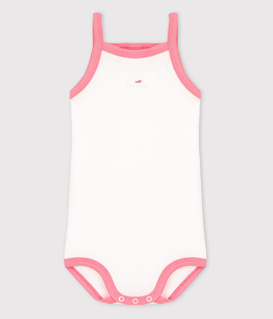 Body con spalline bebè femmina bianco ECUME/rosa GRETEL