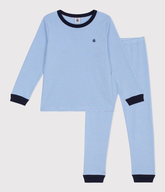 Pigiama in cotone a righe bambino blu EDNA/bianco MARSHMALLOW