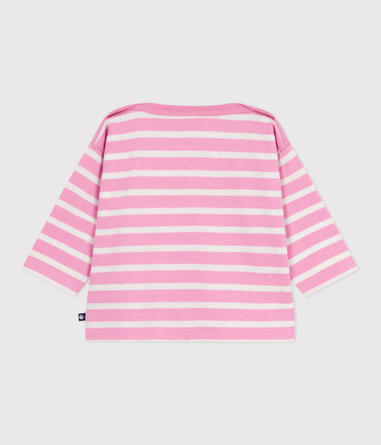 Marinière in cotone neonato rosa BOUDOIR/ MILK
