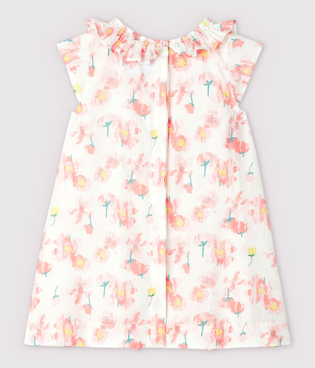 Abito a manica corta in popeline beb&egrave; femmina bianco/multicolore