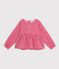 Blusa a maniche lunghe in cotone a righe bambina rosa/rosa