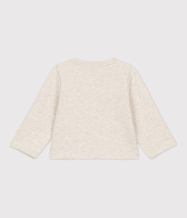 Cardigan a tinta unita in jersey spesso per neonati beige