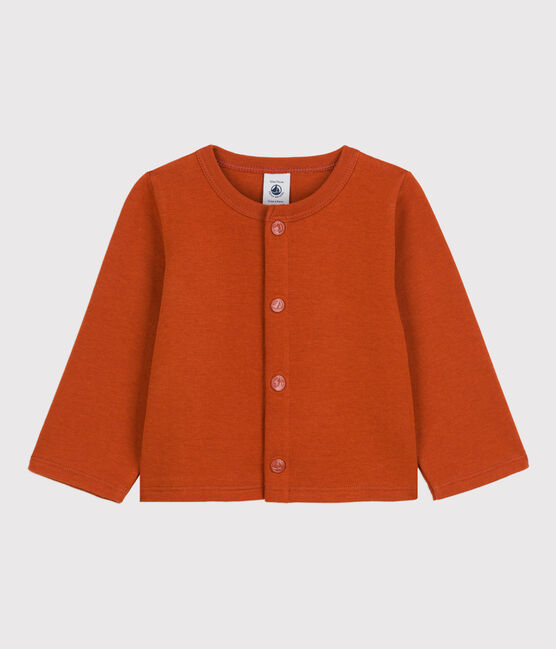 Cardigan a tinta unita in jersey spesso per neonati marrone RUSTY