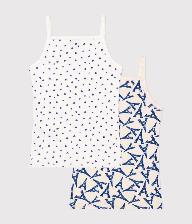 Set di 2 canottiere Parigi con spalline sottili in cotone bambino multicolore