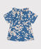 Blusa manica corta in popeline bebè blu BEACH/ MULTICO