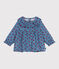 Blusa a maniche lunghe in velluto con mele stampate neonata blu ADRIATIC/ MULTICO