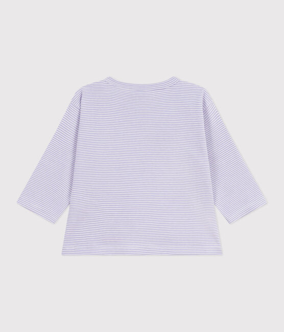 T-shirt a maniche lunghe in cotone a righe neonato bianco SQUAW/ MARSHMALLOW