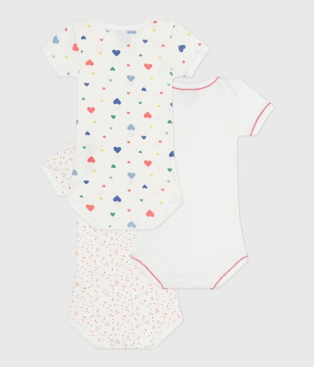 Set di body a maniche corte in cotone con stampa a cuori neonato multicolore