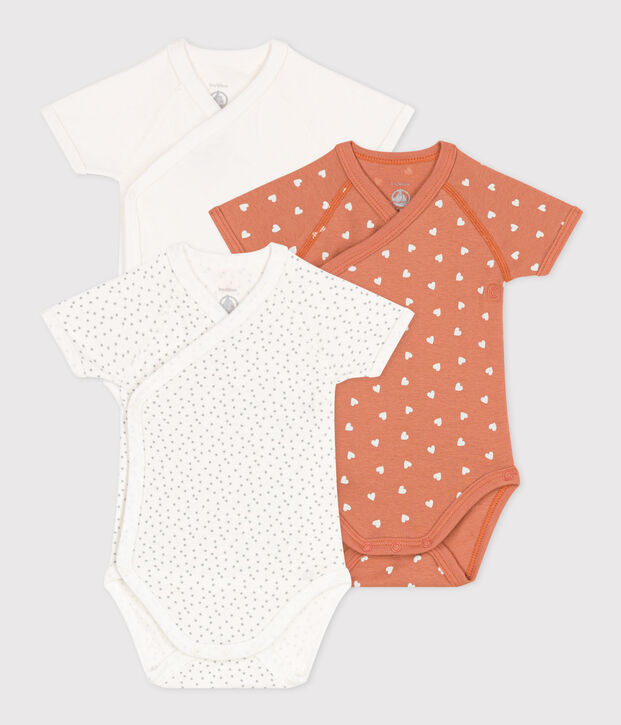 CONFEZIONE DA 3 BODY A MANICHE CORTE IN COTONE PER NEONATI multicolore