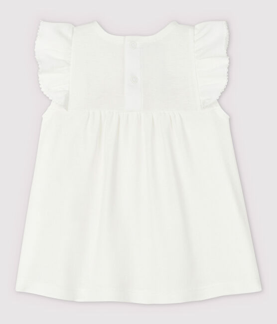 Blusa manica corta in cotone bebè femmina bianco MARSHMALLOW