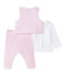 Coordinato 3 pezzi per bebé femmina bianco ECUME/rosa VIENNE