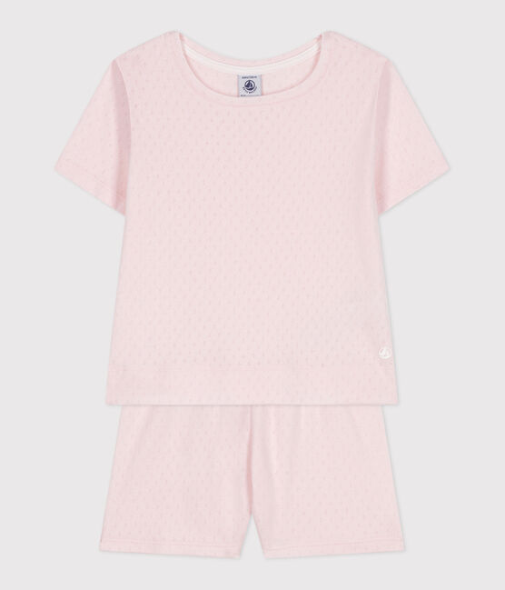 Pigiama corto in cotone bambina rosa FLEUR